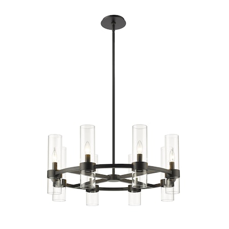 Z-Lite Datus 8 Light Chandelier, Matte Black & Clear 4008-8MB